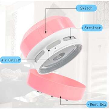 Cordillum Battery Operated Desktop Vacuum Cleaner, Mini Table dust Sweeper Energy Saving, Cleaning Hairs, Crumbs, Computer Keyboard of Gifts for Kids，Including Brushe and Nozzle