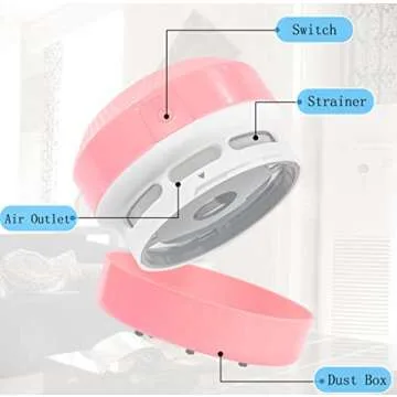 Cordillum Battery Operated Desktop Vacuum Cleaner, Mini Table dust Sweeper Energy Saving, Cleaning Hairs, Crumbs, Computer Keyboard of Gifts for Kids，Including Brushe and Nozzle