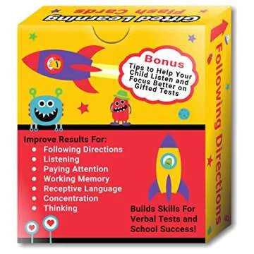 TestingMom.com Gifted Learning Flash Cards – Following Directions for Pre-K – Kindergarten – Educational Practice for CogAT Test, Iowa Test (ITBS), OLSAT Test, NYC Gifted and Talented, WPPSI, AABL