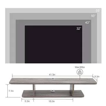 Floating TV Stand, Wall Mounted Entertainment Center and Cabinet Shelf, TV Console with Storage, Med...