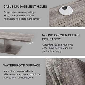 Floating TV Stand, Wall Mounted Entertainment Center and Cabinet Shelf, TV Console with Storage, Media Console for DVD Player, Space-Saving Under TV Shelf for Bedroom, Living Room (Grey)