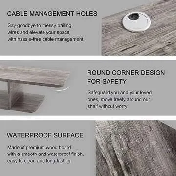 Floating TV Stand, Wall Mounted Entertainment Center and Cabinet Shelf, TV Console with Storage, Media Console for DVD Player, Space-Saving Under TV Shelf for Bedroom, Living Room (Grey)