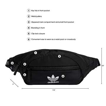 adidas Originals National Waist Pack, Black/White, One Size