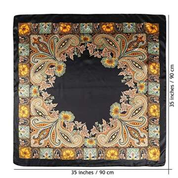2 Pack AWAYTR Large Satin Square Head Scarves - Floral Hair Bandanas