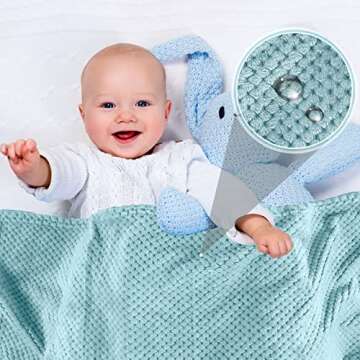 Reginary 4 Pack Fuzzy Blanket 30 x 40'' Waffle Flannel Baby Throw Blankets Warm Nursery & Crib Blankets for Girl & Boy Newborn Infant(Light Blue, Pink, Beige, Gray)