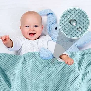 Reginary 4 Pack Fuzzy Blanket 30 x 40'' Waffle Flannel Baby Throw Blankets Warm Nursery & Crib Blankets for Girl & Boy Newborn Infant(Light Blue, Pink, Beige, Gray)