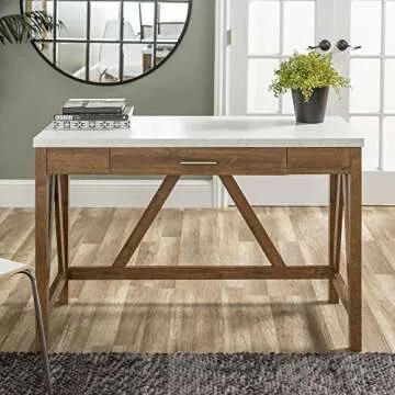 Walker Edison Rustic Farmhouse Wood Desk for Home Office