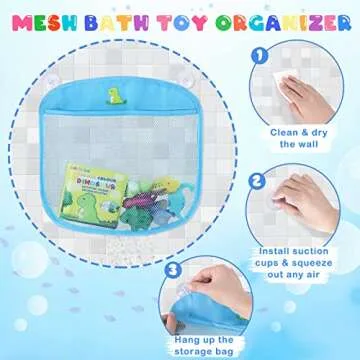 Light Up Bath Toys for Toddlers Kids Baby Boys, No Hole Dinosaur Bath Toys with Bath Book & Organizer, Led Light Bath Time Water Toys for Bath Tubs Bathrooms Pool, Gift for Toddlers Boys Infants