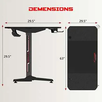 VITESSE Gaming Desk 63 Inch, Ergonomic Gamer Computer Desk with Mouse Pad, PC Gaming Tables with Gaming Handle Rack, Cup Holder Headphone Hook