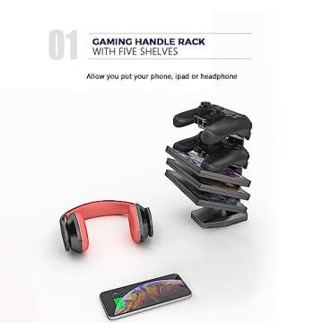 VITESSE Gaming Desk 63 Inch, Ergonomic Gamer Computer Desk with Mouse Pad, PC Gaming Tables with Gaming Handle Rack, Cup Holder Headphone Hook