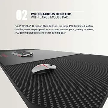 VITESSE Gaming Desk 63 Inch, Ergonomic Gamer Computer Desk with Mouse Pad, PC Gaming Tables with Gaming Handle Rack, Cup Holder Headphone Hook