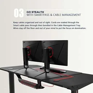 VITESSE Gaming Desk 63 Inch, Ergonomic Gamer Computer Desk with Mouse Pad, PC Gaming Tables with Gaming Handle Rack, Cup Holder Headphone Hook