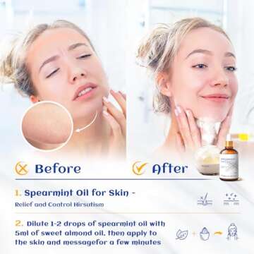 HIQILI 1 Fl Oz Spearmint Oil Pure Natural Spearmint Essential Oil for Facial Hair, Skin - 30ML