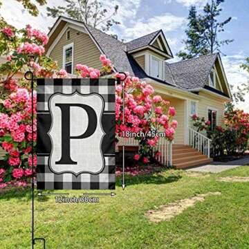 YANGHOME Monogram Initial P Burlap Garden Flag - 12x18 Inch - Eco-Friendly