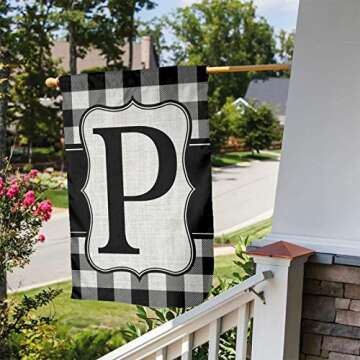 Monogram Initial P Burlap Garden Flag for Outdoor Decor