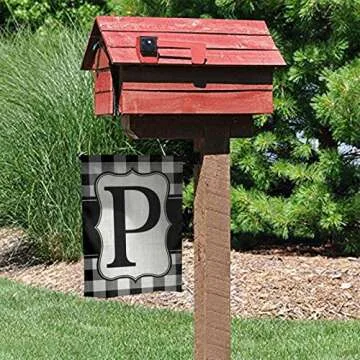 Monogram Initial P Burlap Garden Flag for Outdoor Decor