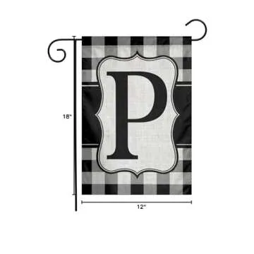 Monogram Initial P Burlap Garden Flag for Outdoor Decor