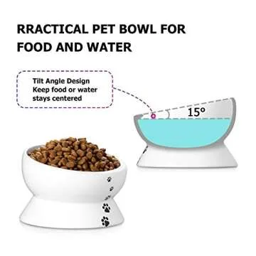 Y YHY Elevated Cat Food Bowl, Raised Pet Food and Water Bowl for Cat and Small Dog, Tilted Ceramic Water Bowl No Spill,15oz, Dishwasher Safe