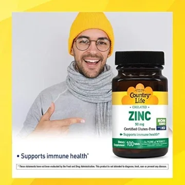 Country Life Chelated Zinc 50 mg Vegan Immune Health Supplement