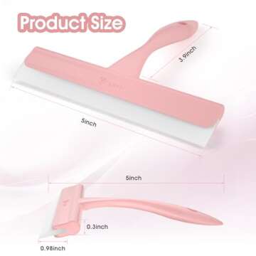 LTLUTU 5" Silicone Shower Squeegee - Streak-Free Glass Cleaner