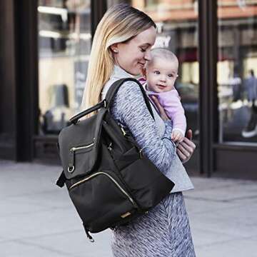Skip Hop Diaper Bag Backpack: Chelsea Downtown Chic with Changing Pad & Stroller Attachment, Black
