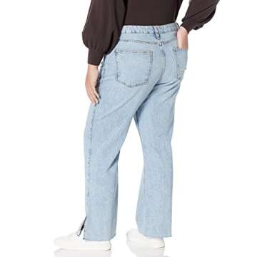 The Drop Women's Vintage Medium Indigo Ian Mid Rise Relaxed Straight With Side Slit Detail, 29