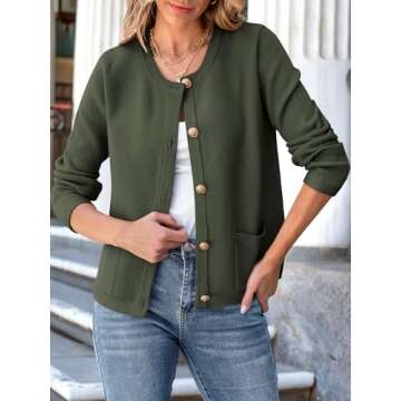 ANRABESS Women Striped Cardigan Sweaters Button Down Cropped Knit Lady Jackets Coat 2025 Fall Outfit...