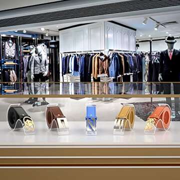 FEMELI 6 Pack Acrylic Belt Display Stands for Home Organization