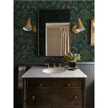 Heroad Peel and Stick Wallpaper 236" x 17.3" Dark Green Contact Paper Gold Floral Wall Paper Modern Boho Removable Contact Paper for Cabinets Drawers Bedroom Self Adhesive Vinyl Papel Tapiz Para Pared