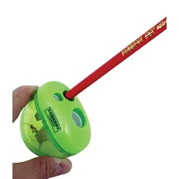 Sargent Art 3 Manual Hole Pencil Sharpeners - 3 Holes With Lid - Portable Colored Pencil Sharpener - Jumbo - Green - Easy Grip Oval Shape