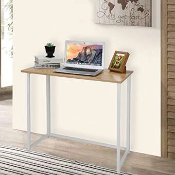 Leopard Outdoor Products Folding Computer Desk for Small Spaces, Space-Saving Home Office Desk, Fold...