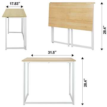 Leopard Outdoor Products Folding Computer Desk for Small Spaces, Space-Saving Home Office Desk, Foldable Computer Table, Laptop Table, Writing Desk, Compact Study Reading Table (White/Nordic Walnut)