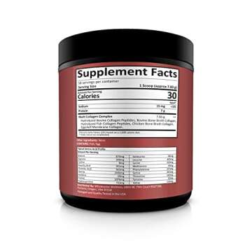 Multi Collagen Protein Powder Hydrolyzed (Type I II III V X) Grass-Fed All-in-One Super Bone Broth + Collagen Peptides - Premium Blend of Beef, Chicken, Wild Fish, Eggshell, 58 Servings, Unflavoured