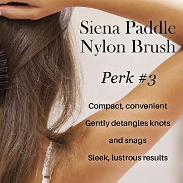 L’ange Hair Siena Paddle Nylon Brush | Helps Groom and Detangle All Types of Hair | Heat-Resistant Nylon-Tipped Bristles | Black