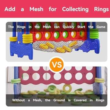 Tigasy Giant 4 Row Game with Carrying Bag and Mesh Fabric .Giant 4-to-Score Game Set Suitable for In...