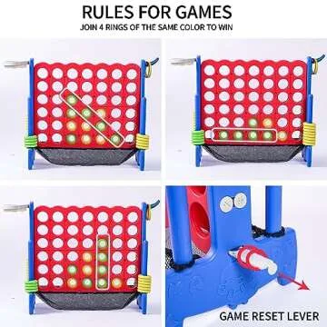 Tigasy Giant 4 Row Game with Carrying Bag and Mesh Fabric .Giant 4-to-Score Game Set Suitable for Indoor and Outdoor Holiday Parties and Family Gatherings.（ Blue red）