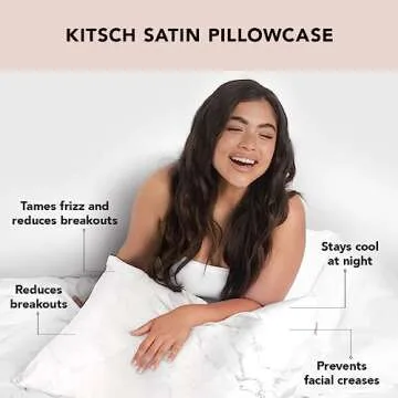 Kitsch Satin Pillowcase with Zipper for Hair & Skin, Softer Than Silk Pillow Cases Queen, Wrinkle-Free, Smooth and Cooling Satin Pillow Covers, Standard Size 19"x26", Marble