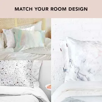 Kitsch Satin Pillowcase with Zipper for Hair & Skin, Softer Than Silk Pillow Cases Queen, Wrinkle-Free, Smooth and Cooling Satin Pillow Covers, Standard Size 19"x26", Marble