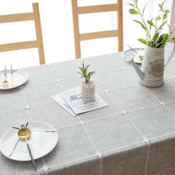 Oubonun Cotton Linen Table Cloth, Waterproof & Washable