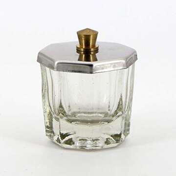 lasenersm 2 Pieces Mini Glass Dappen Dish with Stainless Steel Lid Nail Art Acrylic Powder Nail Art ...