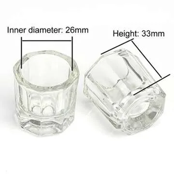 lasenersm 2 Pieces Mini Glass Dappen Dish with Stainless Steel Lid Nail Art Acrylic Powder Nail Art Tools Glass Cup Glass Dappen Cup
