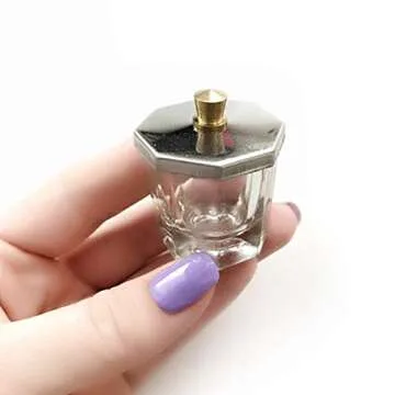 lasenersm 2 Pieces Mini Glass Dappen Dish with Stainless Steel Lid Nail Art Acrylic Powder Nail Art Tools Glass Cup Glass Dappen Cup