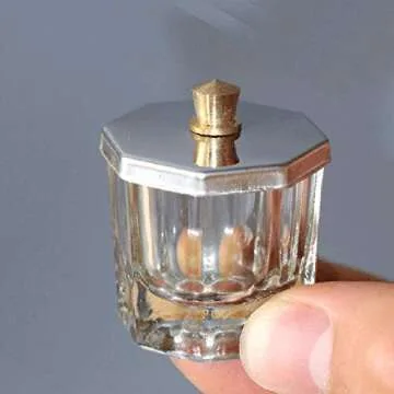 lasenersm 2 Pieces Mini Glass Dappen Dish with Stainless Steel Lid Nail Art Acrylic Powder Nail Art Tools Glass Cup Glass Dappen Cup