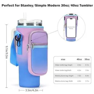 GOEWY Water Bottle Carrier Bag for Stanley 40 oz Tumbler with Phone Pocket Neoprene Water Bottle Hol...