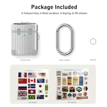V-MORO Suitcase Case Compatible with AirPods 2nd/1st Generation, Cute Fashion Protective Hard Case with Keychain for Women and Men Silver
