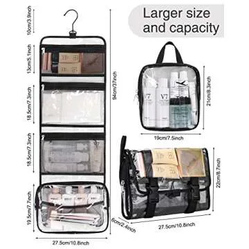 Clear Toiletry Bag for Travel - Hanging Organizer Pouch