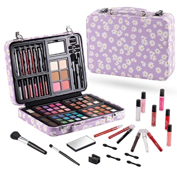 Hot Sugar Makeup Kit for Teens - 48 Eye Shadows & 6 Lip Glosses - Purple Daisy