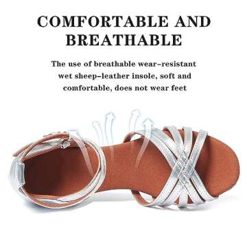 iCKER Women's Professional Latin Dance Shoes Satin Salsa Ballroom Wedding Dancing Shoes 2.4'' Heel 8 Silver