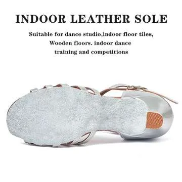 iCKER Women's Professional Latin Dance Shoes Satin Salsa Ballroom Wedding Dancing Shoes 2.4'' Heel 8 Silver