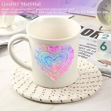 Holographic Craft Vinyl Holographic Glossy Permanent Vinyl Adhesive Backed Vinyl Roll Compatible with Silhouette/Cameo and Other Cutters (Opal)